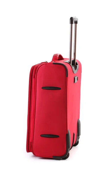 Червона валіза ізольована на білому — стокове фото