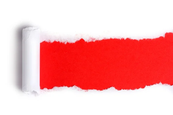 Carta strappata con sfondo rosso — Foto Stock