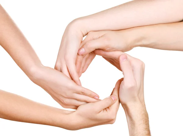 stock image Group of young 's hands isolated on white