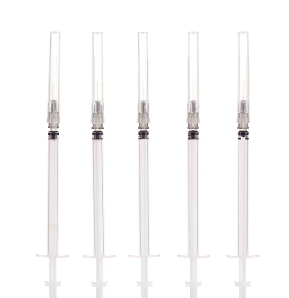 Strzykawki insulinowe na białym tle — Zdjęcie stockowe