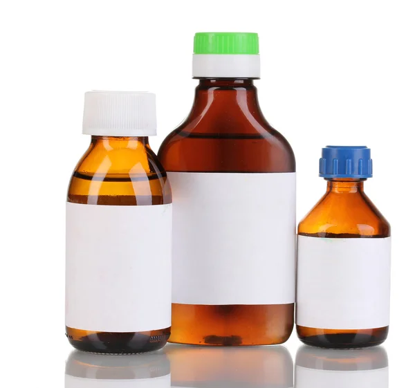 Bottiglie mediche isolate su bianco — Foto Stock