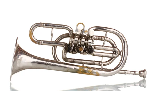 Trompeta vieja aislada en blanco Fotos De Stock Sin Royalties Gratis