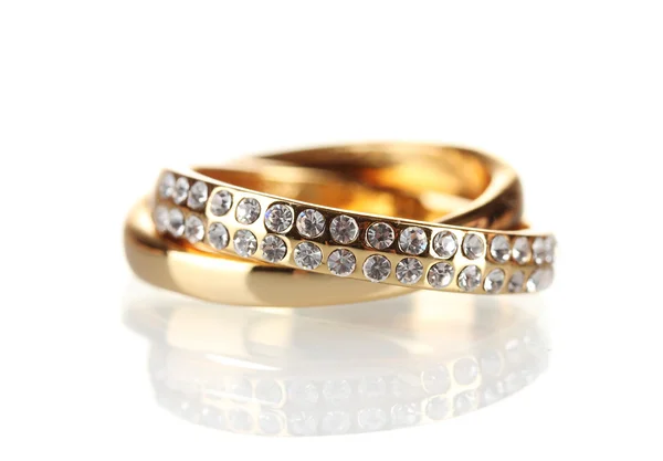Złoty pierścień na białym tle Zdjęcie Stockowe