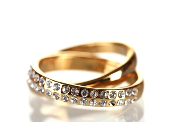 Złoty pierścień na białym tle Obraz Stockowy