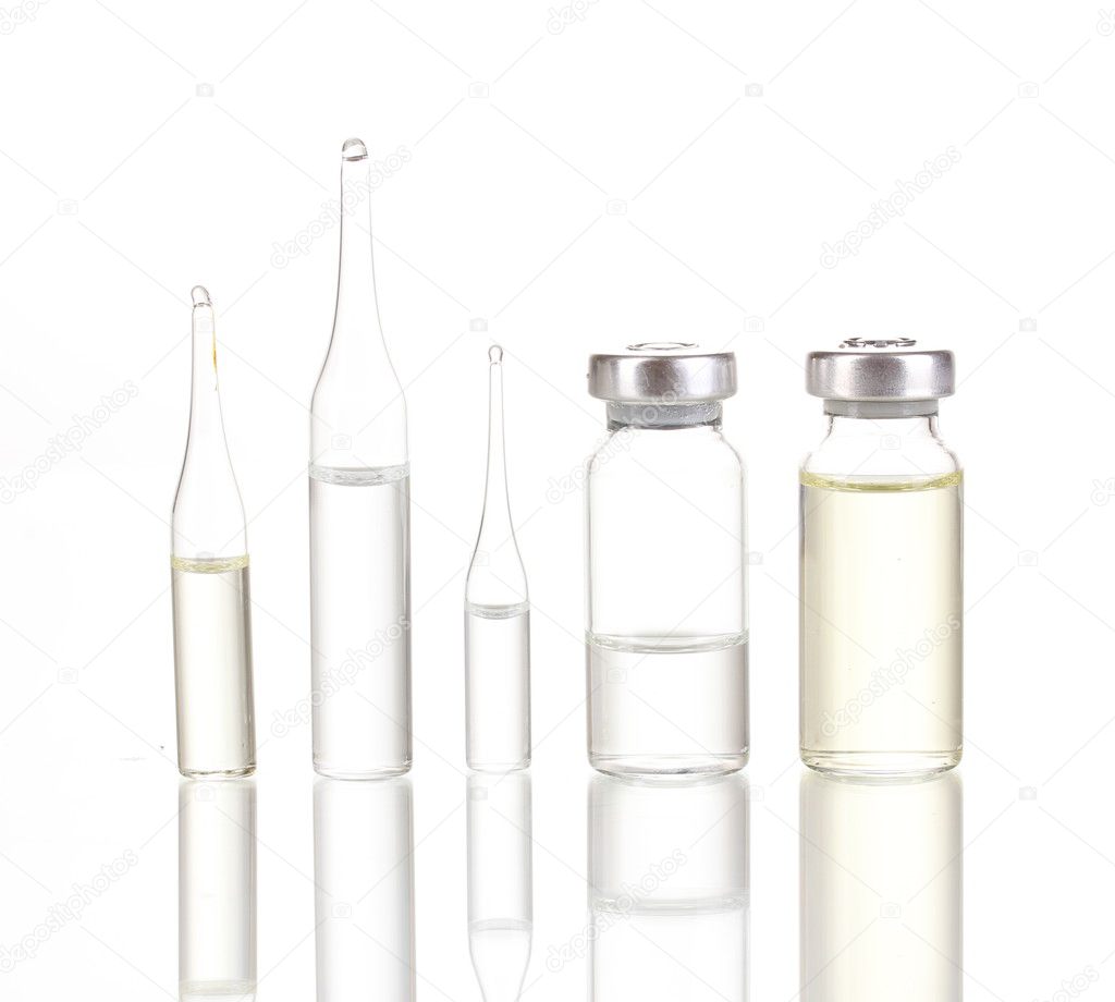 Medical ampoules isolated on white