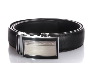 Men's leather belt isolated on white clipart