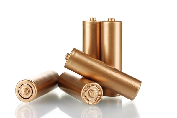 Golden batteries isolated on white — Stock Photo, Image