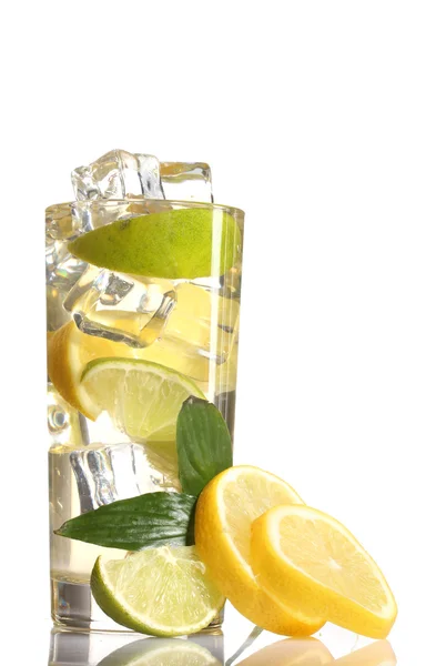 Cold fresh lemonade isolated on white — Stock Photo, Image