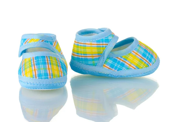 Blue baby shoes isolated on white — Stock Photo, Image