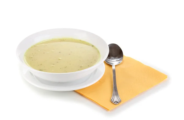 Beyaz izole lezzetli çorba — Stok fotoğraf