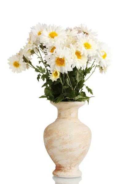 束美丽的花瓶被隔绝在白色的雏菊 — 图库照片