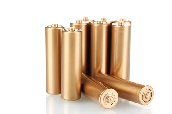 Elszigetelt fehér arany akkumulátorok — Stock Fotó