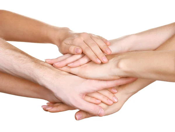 Grupp av young's händer isolerad på vit — Stockfoto
