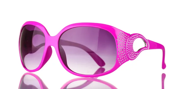 Kvinnors rosa solglasögon med diamanter isolerad på vit — Stockfoto