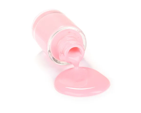 Розовый лак для ногтей изолирован на белом — стоковое фото