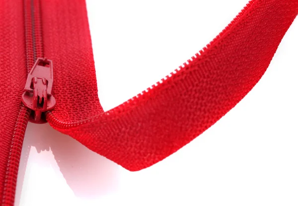 Red zipper closeup — Stok Foto