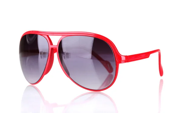 Beyaz izole kadın kırmızı güneş gözlüğü — Stok fotoğraf