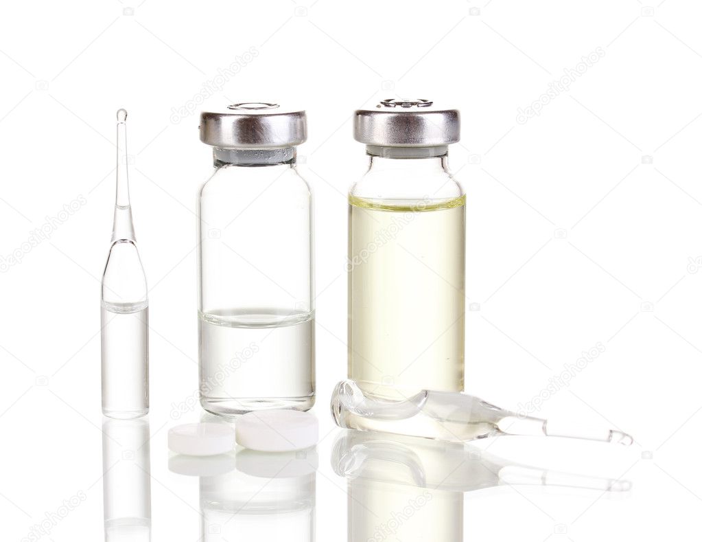 Medical ampoules isolated on white