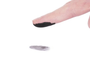 parmak izi üzerinde beyaz izole