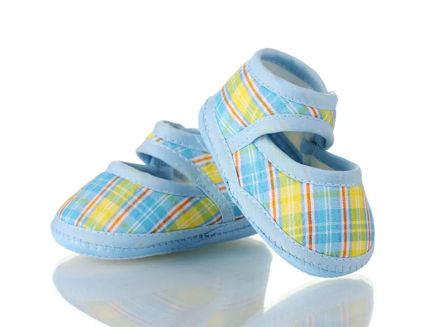 Blue baby shoes isolated on white — Stock Photo, Image