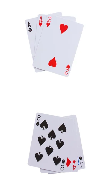 Karty na białym tle — Zdjęcie stockowe