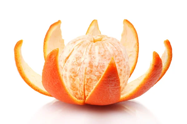 Ripe tasty mandarine with peel isolated on white — Stock Photo, Image