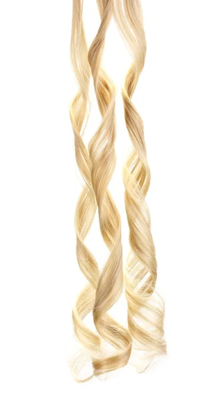 Kıvırcık sarı saçlı beyaz izole — Stok fotoğraf