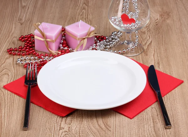 Table setting on wooden background Royalty Free Stock Images