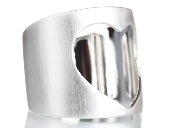Hermosa pulsera de plata aislada en blanco —  Fotos de Stock