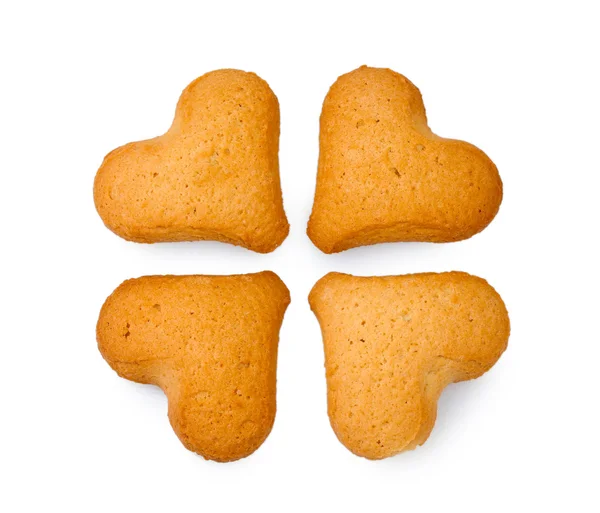 Cuatro galletas de hoja trébol aislados en blanco — Stok fotoğraf