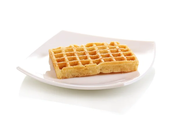 Beyaz tabaktaki tatlı waffle 'lar — Stok fotoğraf
