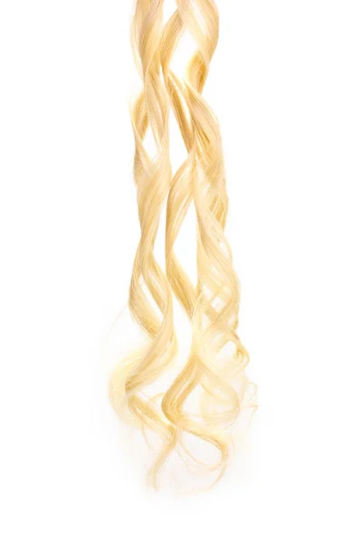 Kudrnaté blond vlasy izolovaných na bílém — Stock fotografie