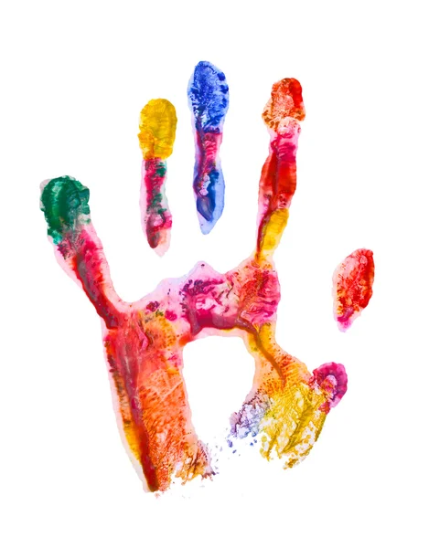 Impressão a mão colorida isolada em branco — Fotografia de Stock