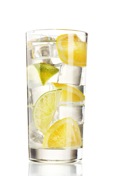 Cold fresh lemonade isolated on white — Stock Photo, Image