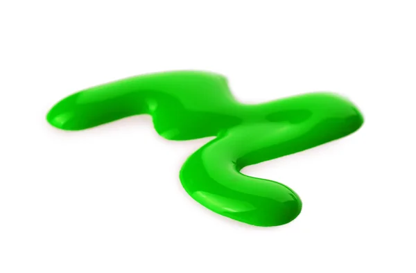 Zielony lakier do paznokci krople na białym tle — Zdjęcie stockowe