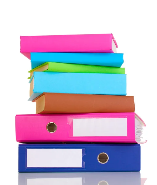 Bright office folders and books isolated on white — Stock Photo, Image