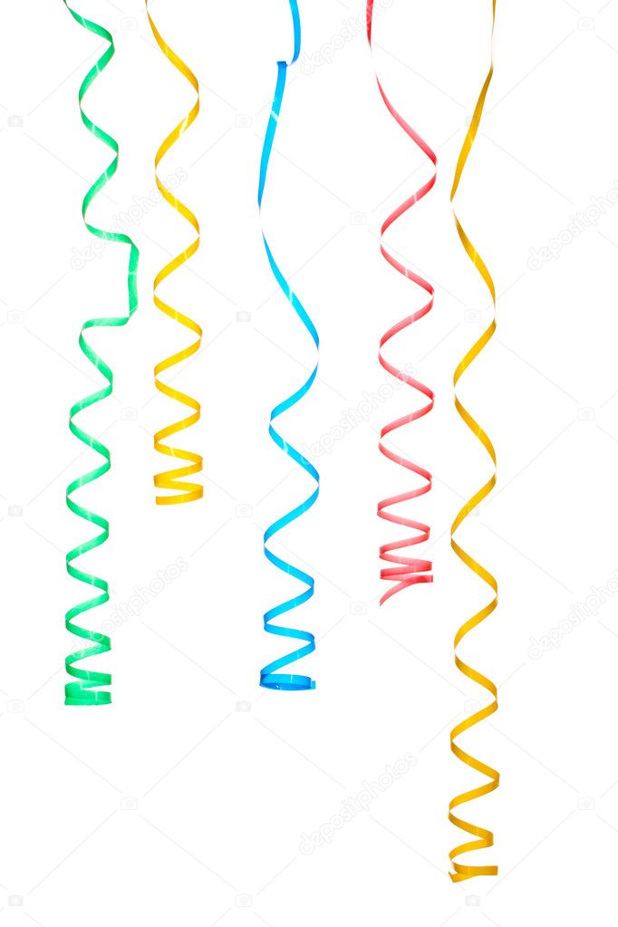 Beautiful colorful streamers isolated on white