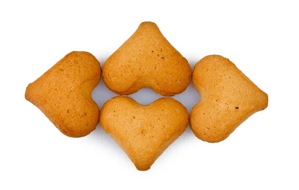 Hart-vormige cookies geïsoleerd op wit — Stockfoto