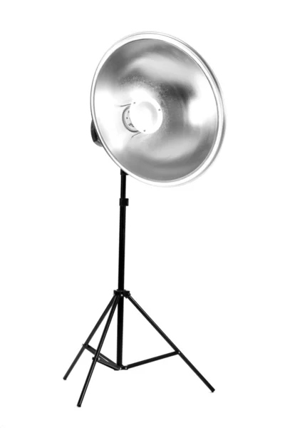 Studio flash with beauty dish isolated on white — Stock Photo, Image