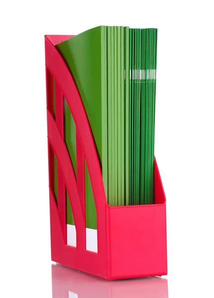 Bandeja roja para papeles aislados en blanco — Foto de Stock