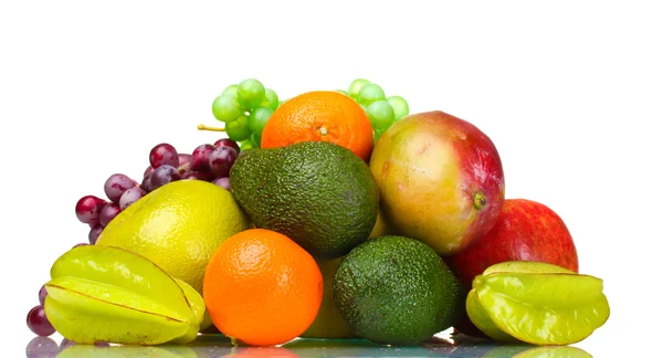 stock image Assortment of exotic fruits isolated on white