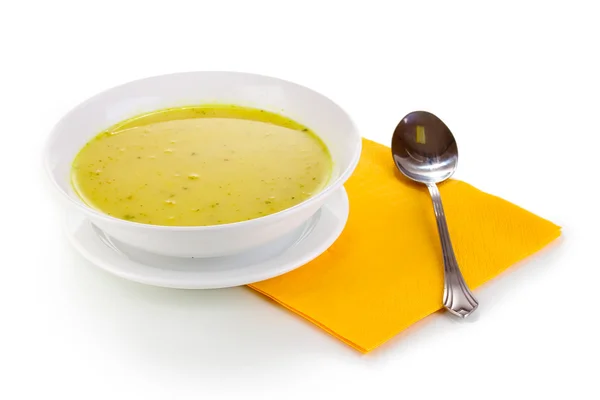白で隔離されるおいしいスープ — ストック写真