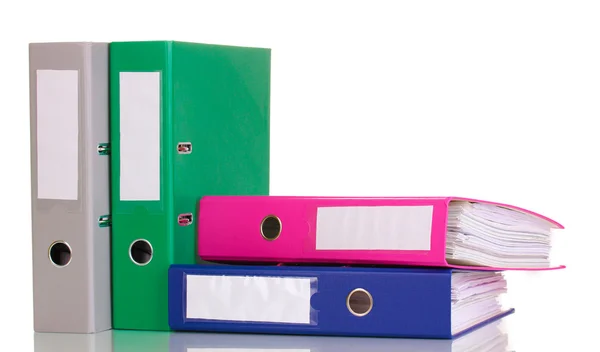 Яркие офисные папки, изолированные на белом — стоковое фото