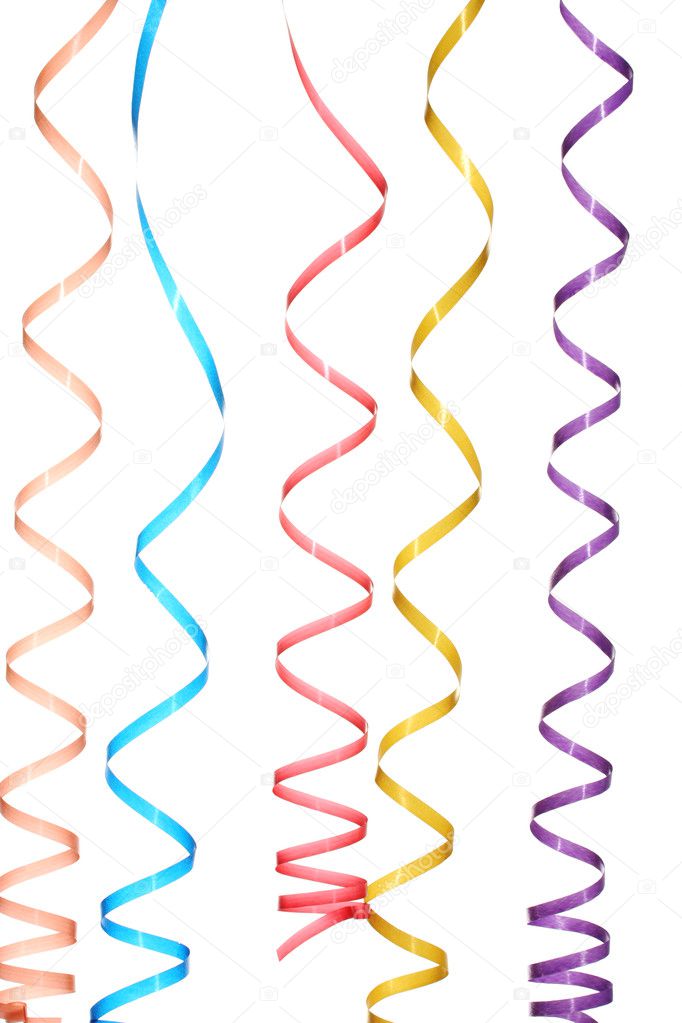 Beautiful colorful streamers isolated on white