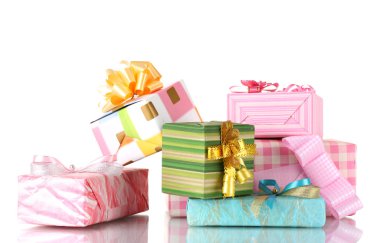 Beautiful bright gifts isolated on white clipart