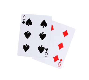 iki kart üzerinde beyaz izole