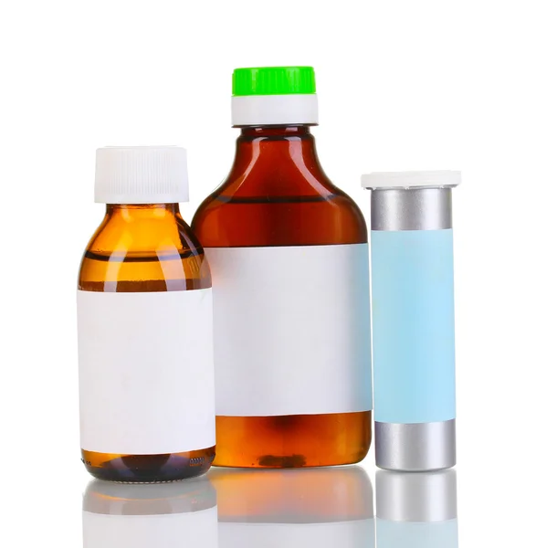 Butelki medyczne izolowane na białym — Zdjęcie stockowe