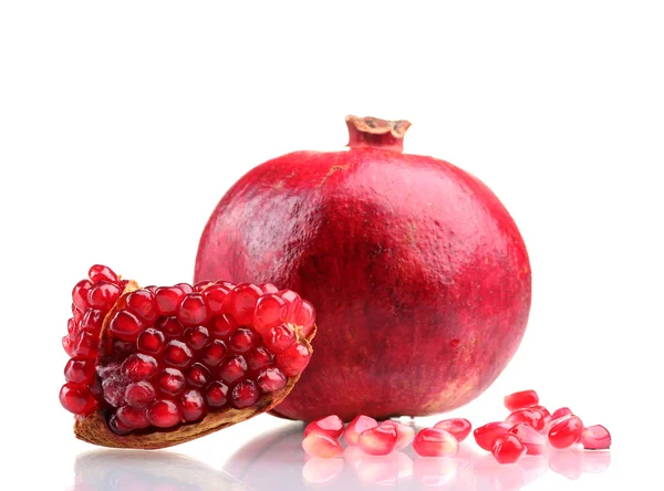 Ripe pomegranate fruit isolated on white — Stock Photo, Image