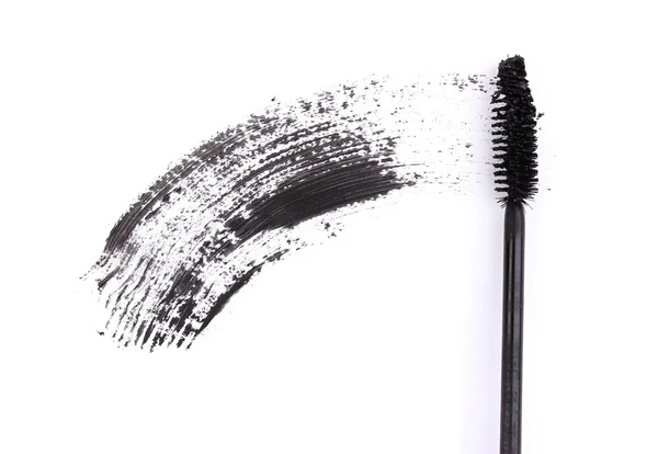 Black mascara brush stroke isolated on white — Stock Photo, Image