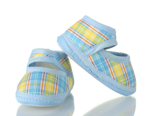 Zapatos de bebé azules aislados en blanco — Foto de Stock